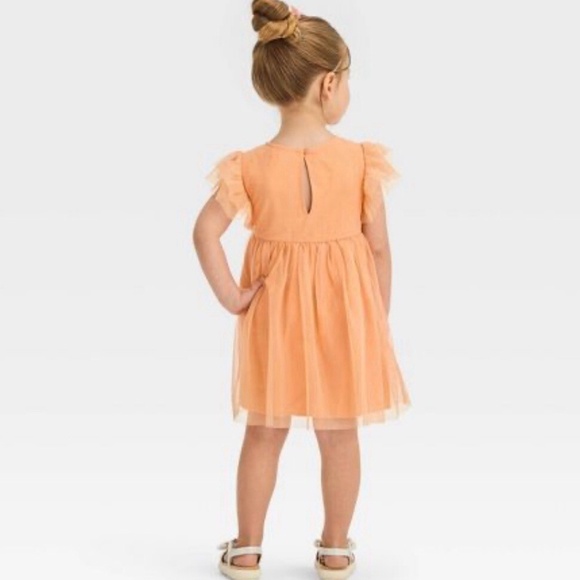 Cat & Jack Orange Rosette Tulle Party Dress 3T EUC - Picture 8 of 8